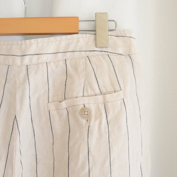 Banana Republic High Rise Linen Cream/Navy Striped Pants Sz 8 - Picture 5 of 8